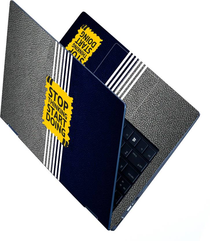 STICKER PRO Full Body Laptop Skin For 15.6 inch Laptop Stop Thinking Grey Black Flag Stretched