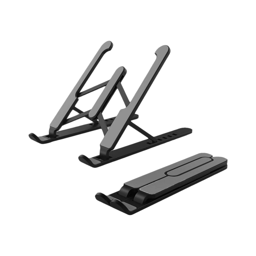 ZEBRONICS Zeb-NS1000 Zeb - NS1000 Plastic Laptop Stand with Adjustable Height with Rubber Pads and 6 Adjustable Levels- Compatible with 40 - 44cm Laptops(Black)