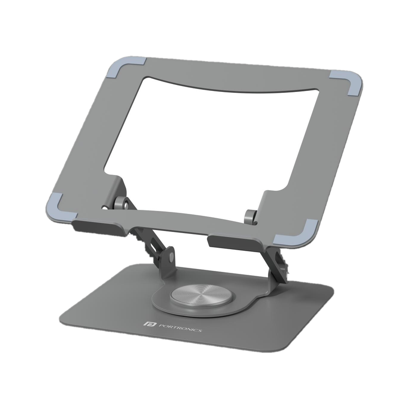 Portronics My Buddy K9 Adjustable Height - 360 Rotating Base Steel Rotatable Laptop Stand with Adjustable Height Compatible with Universal Laptops(Black)