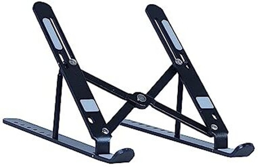 Flipkart SmartBuy Stainless Steel Laptop Stand Adjustable and Foldable Stainless Steel Desk Stand Rotatable Laptop Stand with Adjustable Height Compatible with Universal Laptops(Black)