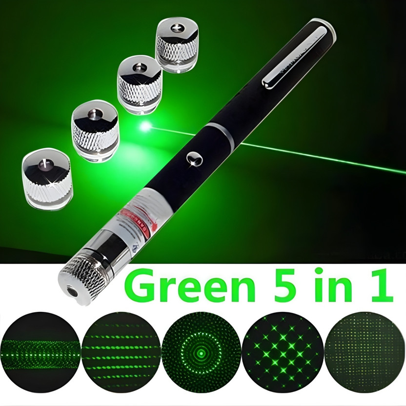 KITTER 5in1 Effect Green Beam Laser Light Pen with Disco Pointer Multi-Function Control(532 nm, Lazer Light Gag Toy)