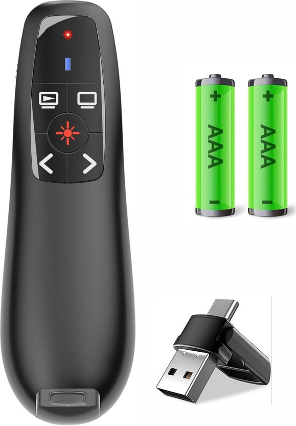 Jihaan Premium Wireless Presenter Professional Laser Point Presenter Slide Changer Controller, Presenter(Black)