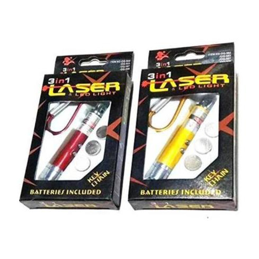 FLYmart Gag Toy 3 in 1 LASER LED LIGHT KEY CHAIN, SIZE- 7/1.5 CM, | Laser light with flashing LED Flower | Laser light Keychain for Kids ( combo of 2 ) multicolour LASER LIGHT Gag Toy(Red, Yellow)