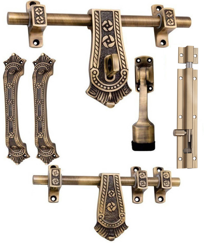 URIM Maharaja Style Single Kit Full Fitting Set 10 inch Zinc Door Handle(Brown Pack of 1)