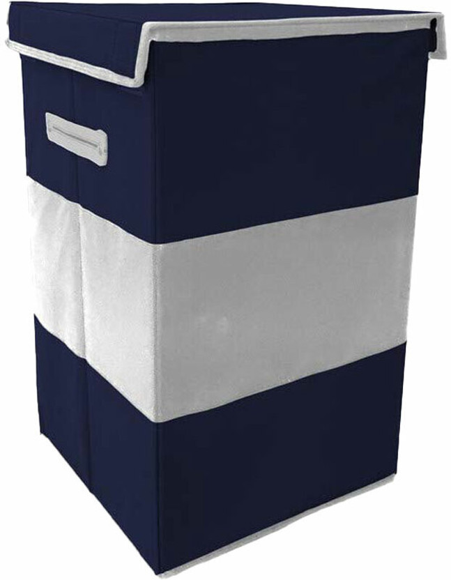 house of common 68 L Blue, White Laundry Basket(Non-Woven)