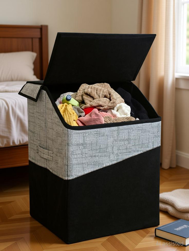wini krafts 75 L Black Laundry Basket(Non-Woven)