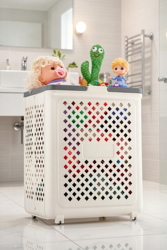JAYCI MART 60 L White Laundry Basket(Plastic)