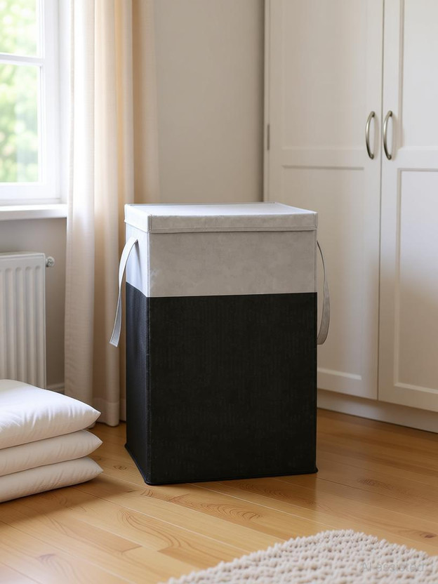 Tiarakrafts 70 L Grey, Black Laundry Basket(Non Woven)