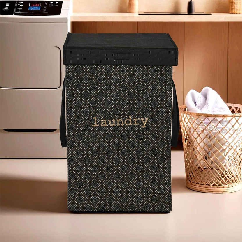 KUBER INDUSTRIES 75 L Black Laundry Basket(Non Woven)