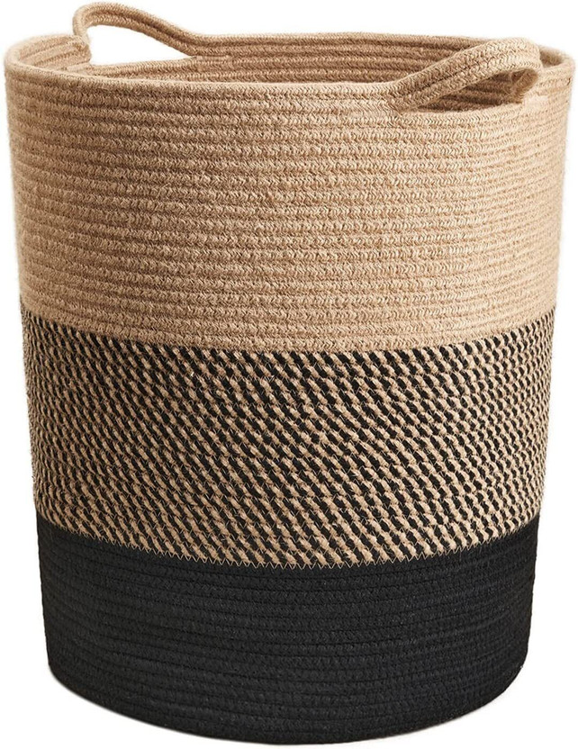 SIYA TEXTILES 43 L Brown, Beige Laundry Basket(Jute)