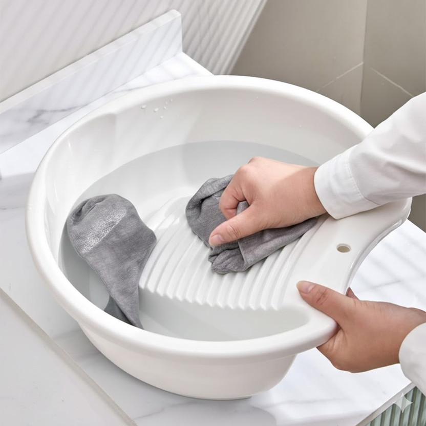 AaryaNK 3 L White Laundry Basket(Plastic)