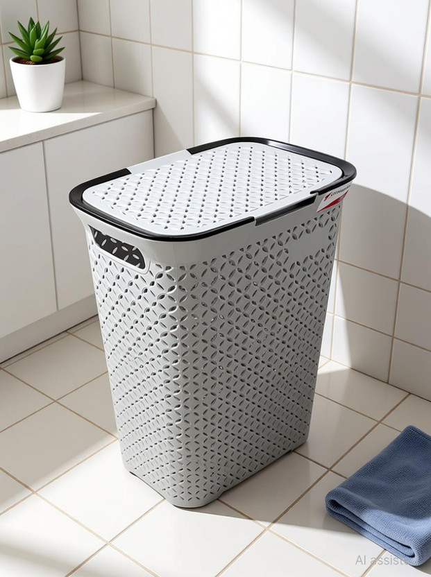 ACTIONWARE 50 L Grey Laundry Basket(Plastic)