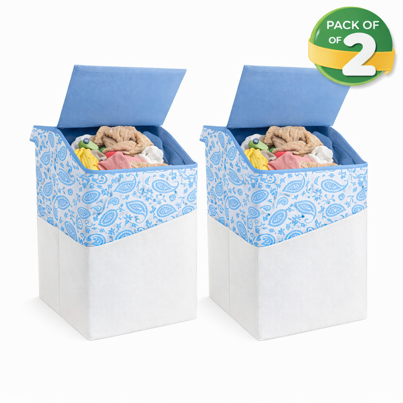 Flipkart SmartBuy 68 L Blue, White Laundry Basket(Non-Woven)
