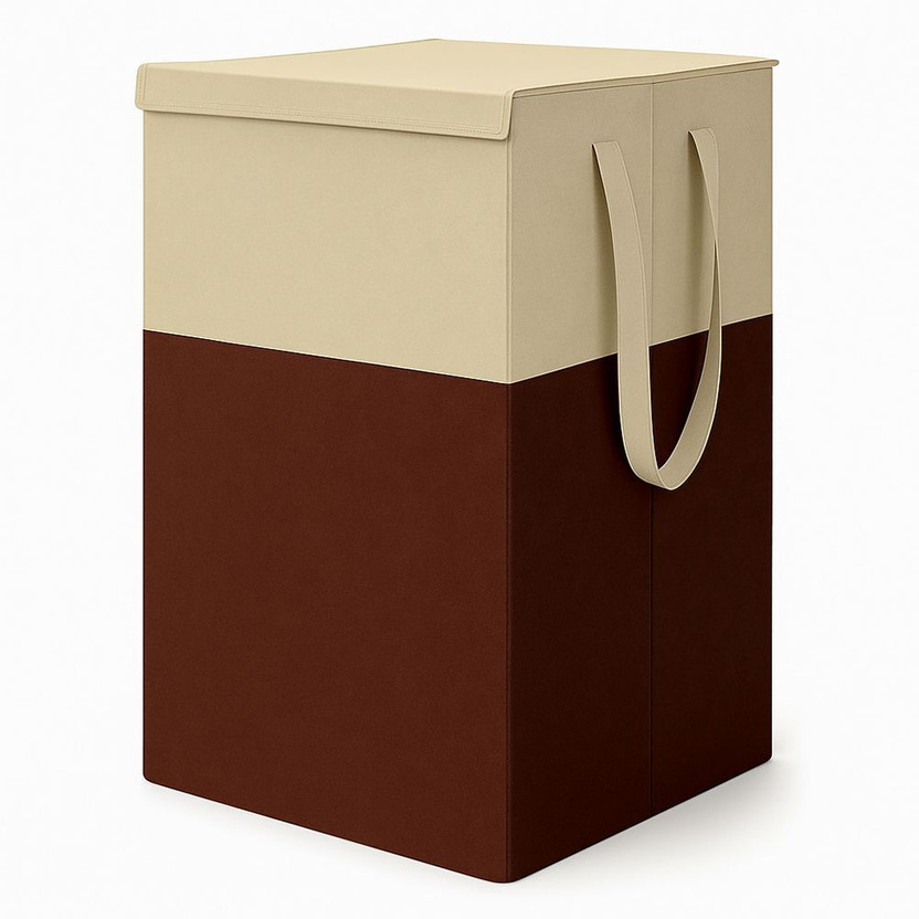 Hoomora 70 L Beige, Brown Laundry Basket(Non-Woven)