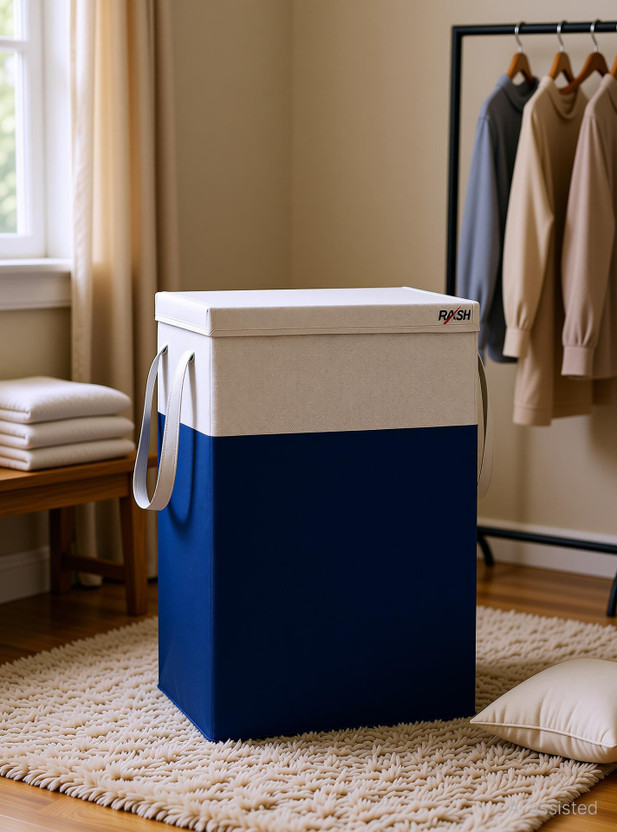 RAXSH 75 L Grey, Blue Laundry Basket(Non-Woven)