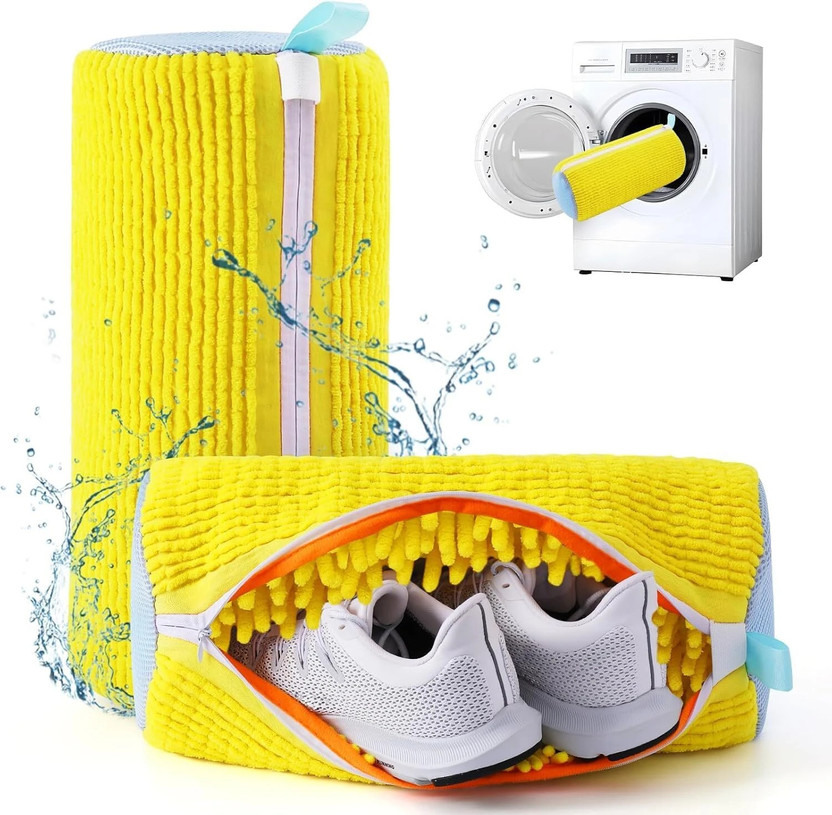 GCaptain Shoe Washing Bag for Washing Machine | Reusable Zipper Laundry Shoe Cleaner Laundry Trolley(Yellow)