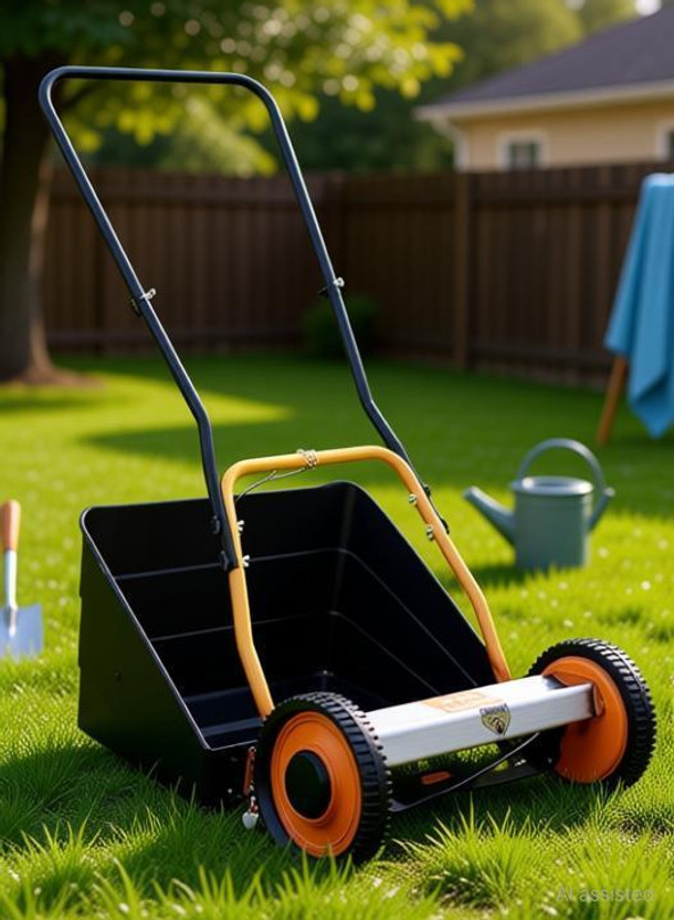 ROOTS & LEAF Lawn Mower with 27L Grass Box | 16" garden cutting Blade | 5 Adjustable Heights | Grass cutter for Lawns up to 400 sq.ft Manual Push Lawn Mower(16 inch)