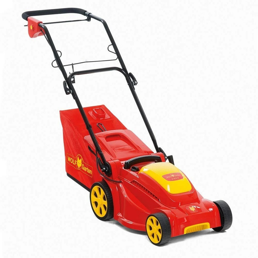 WOLF GARTEN 1400W Electric Lawn 3 in 1 Mower with Fully Foldable Soft Grip Handle 18BKEJS2650 34CM 1400W Electric Push Lawn Mower Manual Ride-on Lawn Mower(13 inch)
