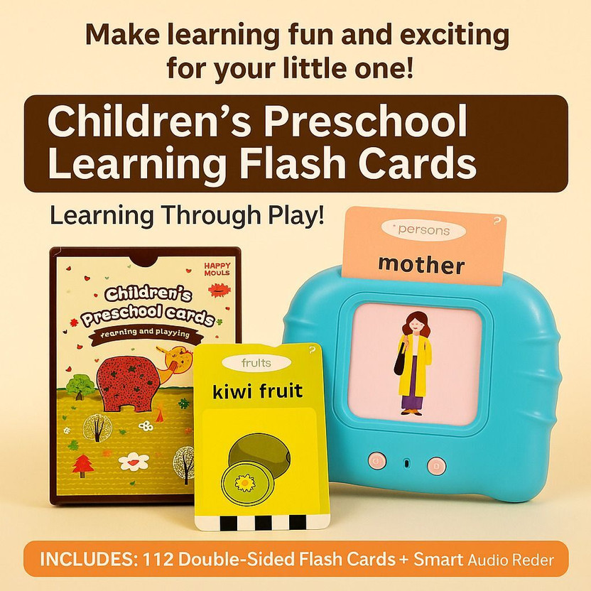 AADVIK SINGH GLOBAL Educational Talking Flash Card Learning Toy for Toddlers | Kids Learning Toy |(Yellow, Purple, Pink, Green, Multicolor)