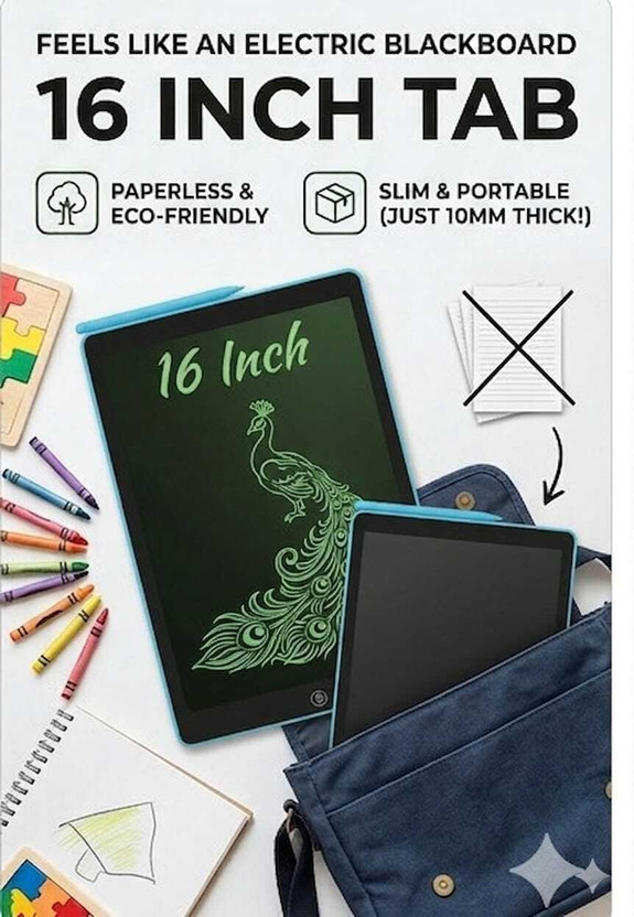 Aneep 16 INCH LCD WRITING PAD, DRAW WHAT YOU WONT (Multicolor)(Blue)