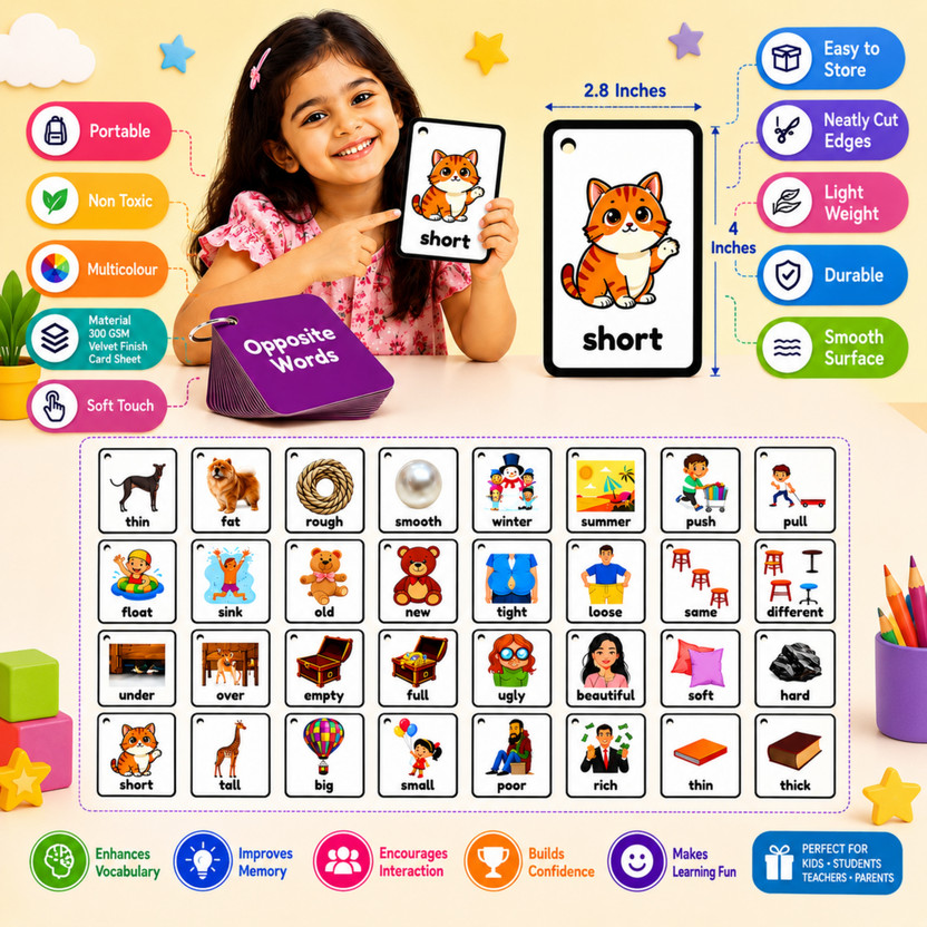 avi avi and vidhi enterprises ENGLISH LANGUAGE FLASHCARDS | 25 Opposite Words | Kids Learning Cards(Multicolor) - Flipkart Deal