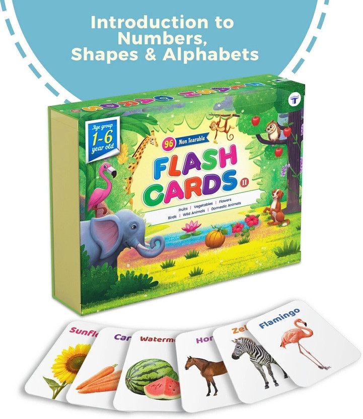 Target Publications Flash Cards for Kids | 96 Non Tearable and Water Resistant Cards | Domestic and Wild Animals, Fruits and Vegetable, Flowers and Birds | Kids Learning with Fun | 1 - 6 Years | Early Childhood Education(Multicolor)