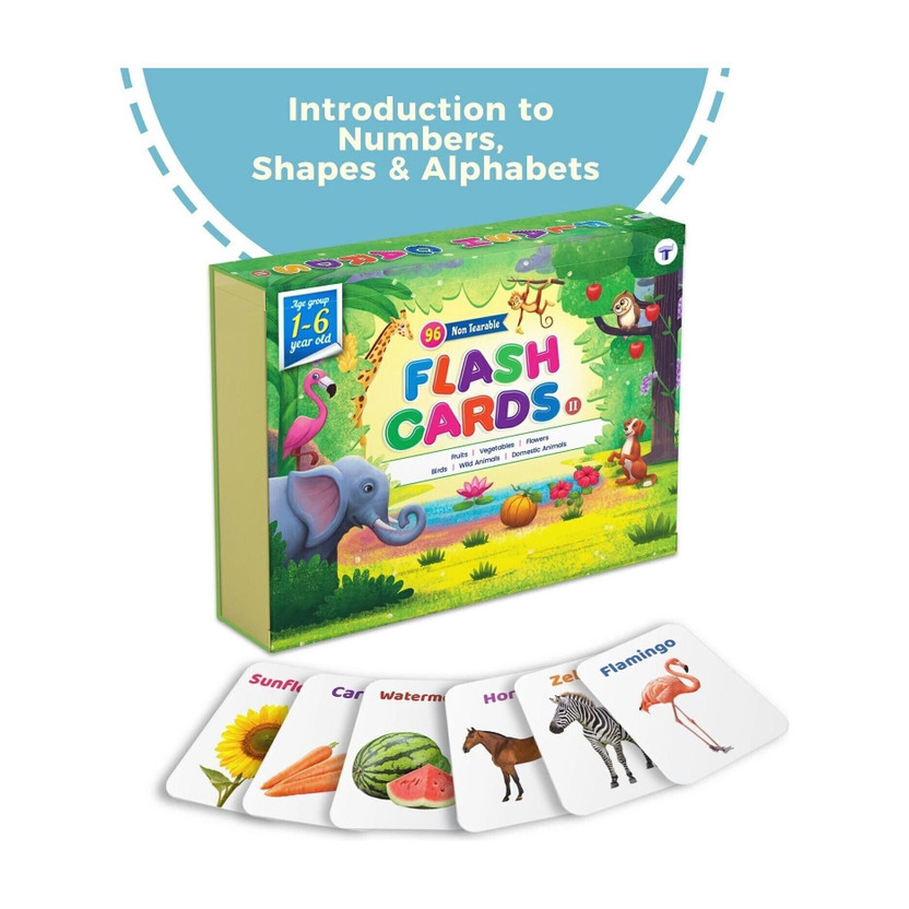 Target Publications Flash Cards for Kids | 96 Non Tearable and Water Resistant Cards | Domestic and Wild Animals, Fruits and Vegetable, Flowers and Birds | Kids Learning with Fun | 1 - 6 Years | Early Childhood Education(Multicolor)