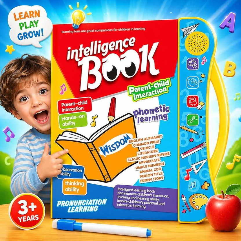 Vincenzo Toys Musical Learning Study Book - Intelligence Book With Numbers,Letters & Poem Kids(Multicolor)