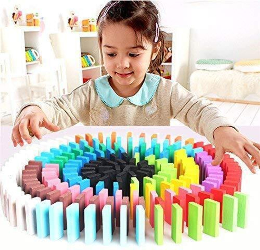 CountryLink 120pcs Super Dominos Blocks, 12 Color Bulk Wooden Dominos Blocks Set(Multicolor)