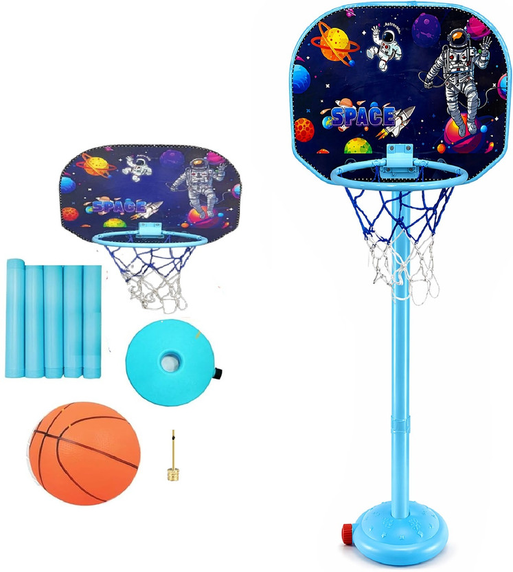 KOBBET Basketballs for Kids, Height Adjustable Kit Indoor & Outdoor Game Basketball Net Basketball