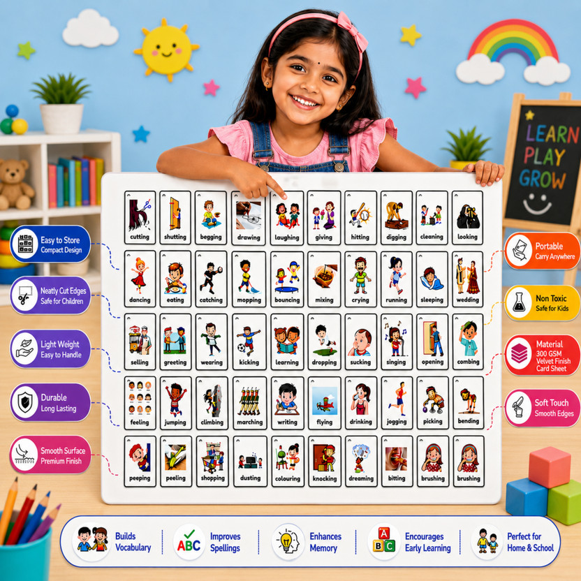 avi avi and vidhi enterprises ENGLISH LANGUAGE FLASHCARDS | 50 Action Words | Kids Learning Cards(Multicolor) - Flipkart Deal