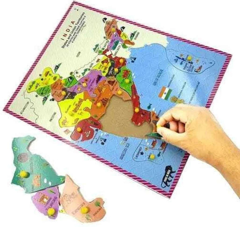 Alafi Alafi indian States and capital Learning Geographical Map Board Puzzle for kids(Multicolor) - Flipkart Deal