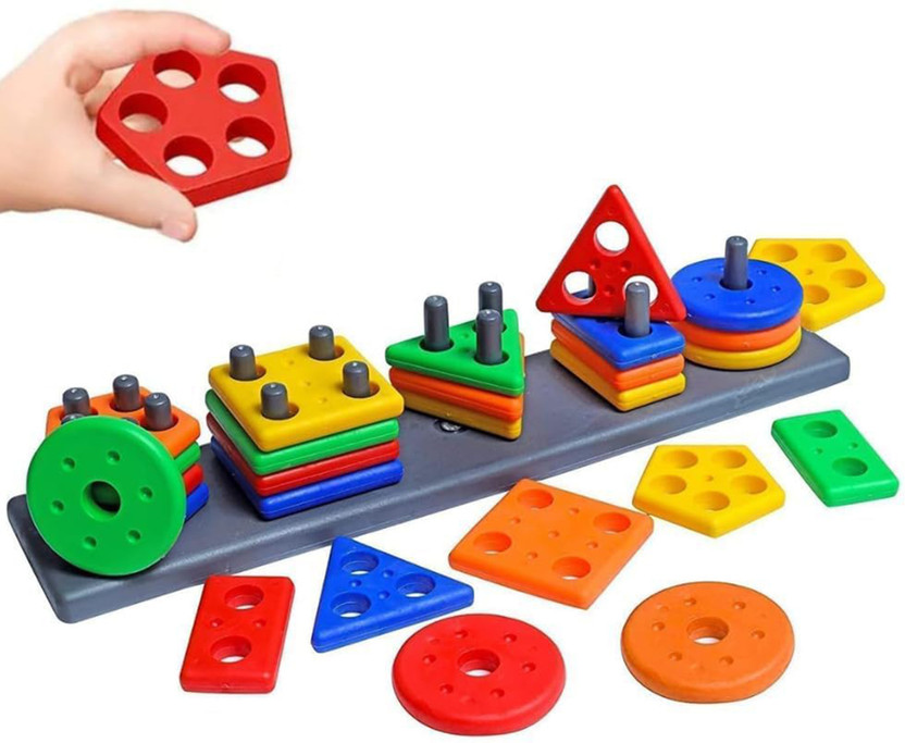 Safeora Global Colorful Shape Sorter & Stacking Toys – Educational Toys for Kids 3-5 Years(Multicolor)