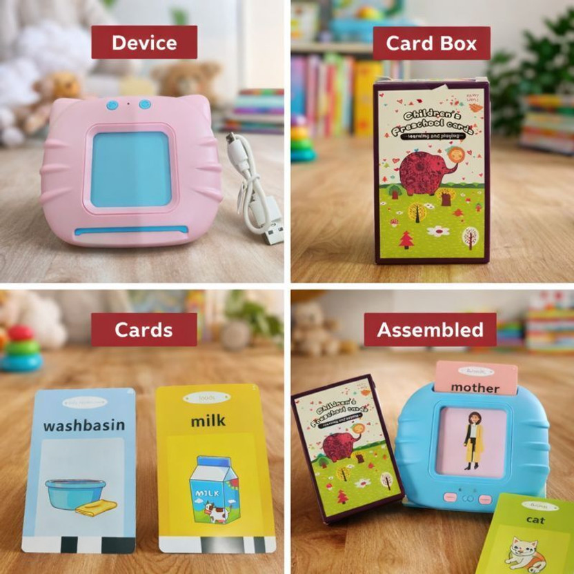 AADVIK SINGH GLOBAL Educational Talking Flash Card Learning Toy for Toddlers | Kids Learning Toy |(Yellow, Purple, Pink, Green, Multicolor)
