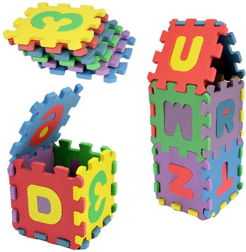 SHALAFI ABC&123 Mini Foam Puzzles Mat for kids Learning,Building Blocks, Jigsaw puzzle(Multicolor)