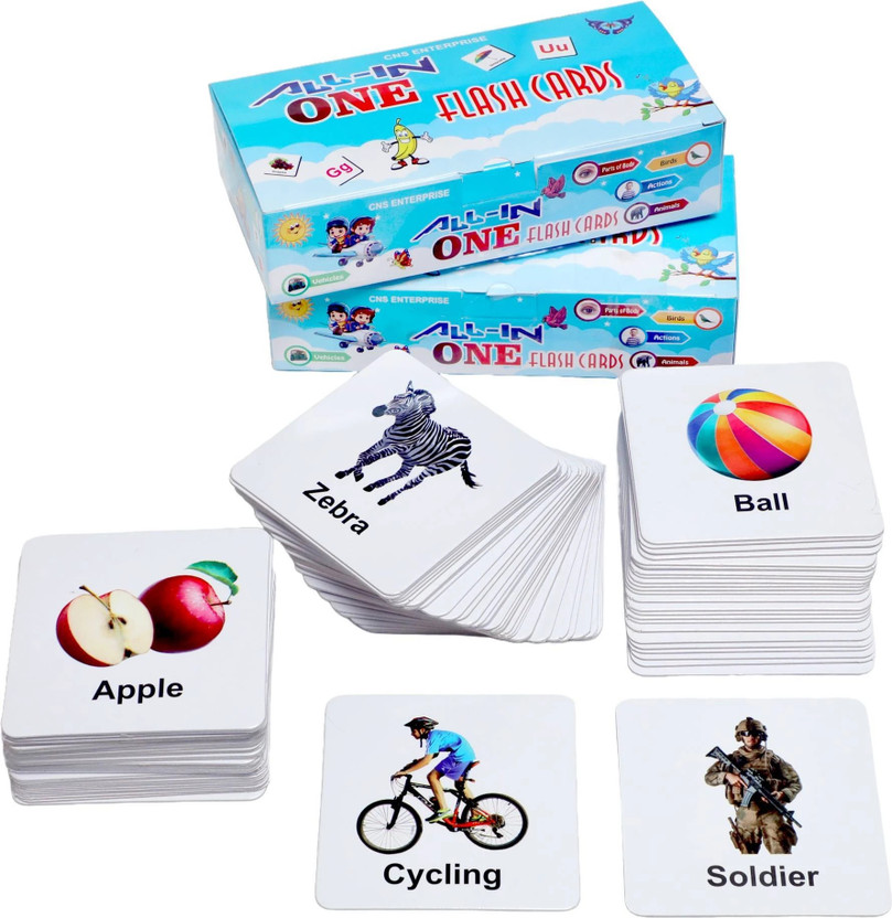 Sandrone All in One Flash Cards for Kids (Non-Tearable flashcards - Water Proof)(Multicolor)
