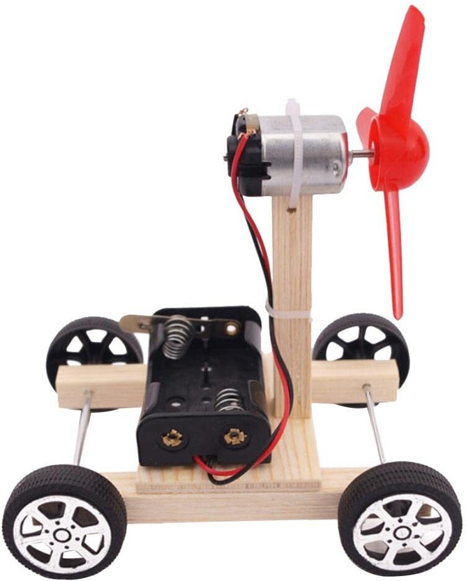 TATV QALAA Air Powered Vehicle Assemble DIY Electric Kids Toy Science Physic Experiment Toy(Beige)