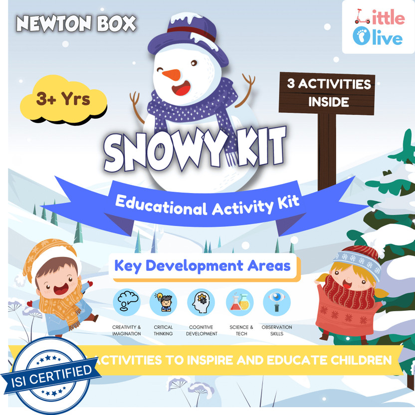 Little Olive Newton Box Education Gift Box | Make Your Own Magic Snow | Age 3 Years & above(White)
