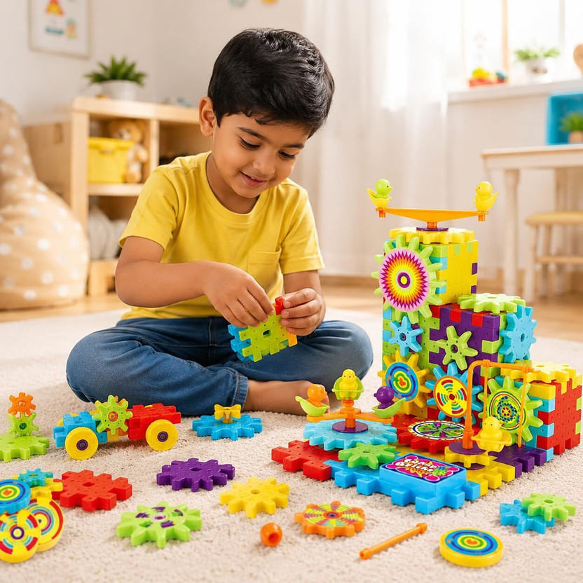 JIPSY 81pcs Rotating Building Blocks with Gears for STEM Learning, Educational Toys(Multicolor)