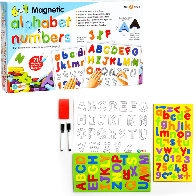 Ekta 6 in 1 Magnetic Alphabet & Numbers, Learning & Educational Magnetic Board Game(Multicolor)