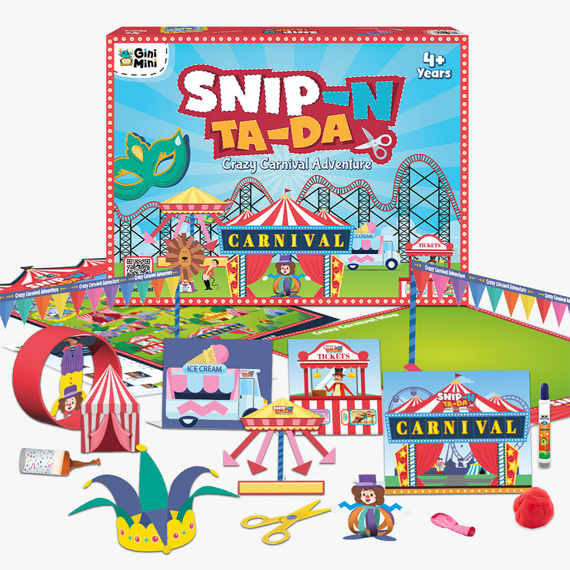 GiniMini Snip 'N' Ta-Da – Scissor Craft Kit for Kids (4–7 Yrs) | DIY & Fun Learning(Multicolor)