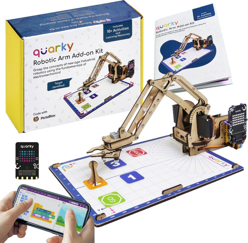 Quarky Robotic Arm Addon Kit | AI & Coding for Kids 7+(Multicolor)