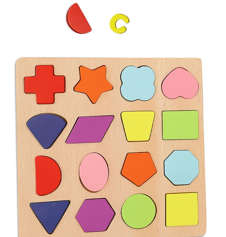 Easymart Baby Wooden Learning Educational Toy Shape Board for Kids (Multicolor)(Brown)