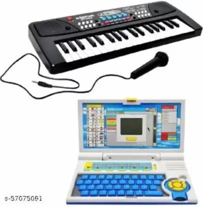 Anushka Toys Combo of 37 Key Piano Keyboard Toy with Laptop with 20 Activity Games(Multicolor)