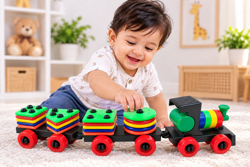 TheRichJD Plastic Train Toddler Toys, 4 Shape Sorter and Stacking Educational(Multicolor)