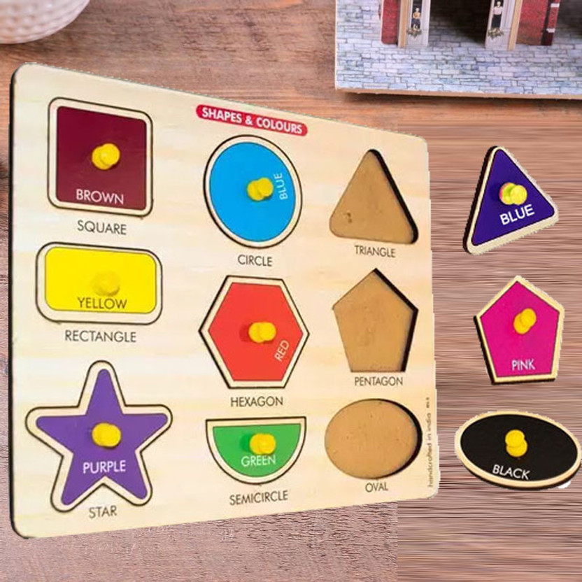 Plus Plus Shine Wooden Shapes&Colors Sorting Puzzle Montessori Toys Geometric Shapes Blocks(Beige, Multicolor) - Flipkart Deal