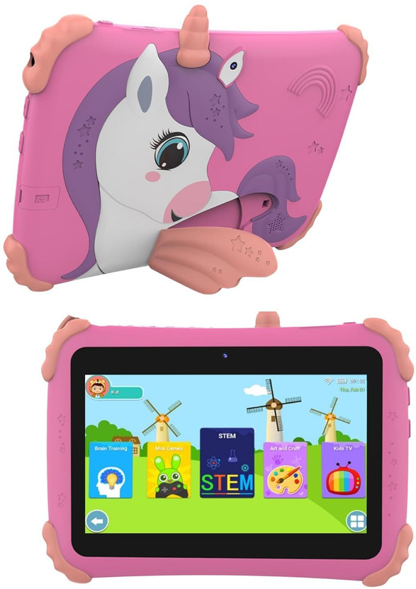 CASON 7 inch Kids Tablet for Study 5-12 Years Age,4GB+32GB Android Tab for Kids(Pink)
