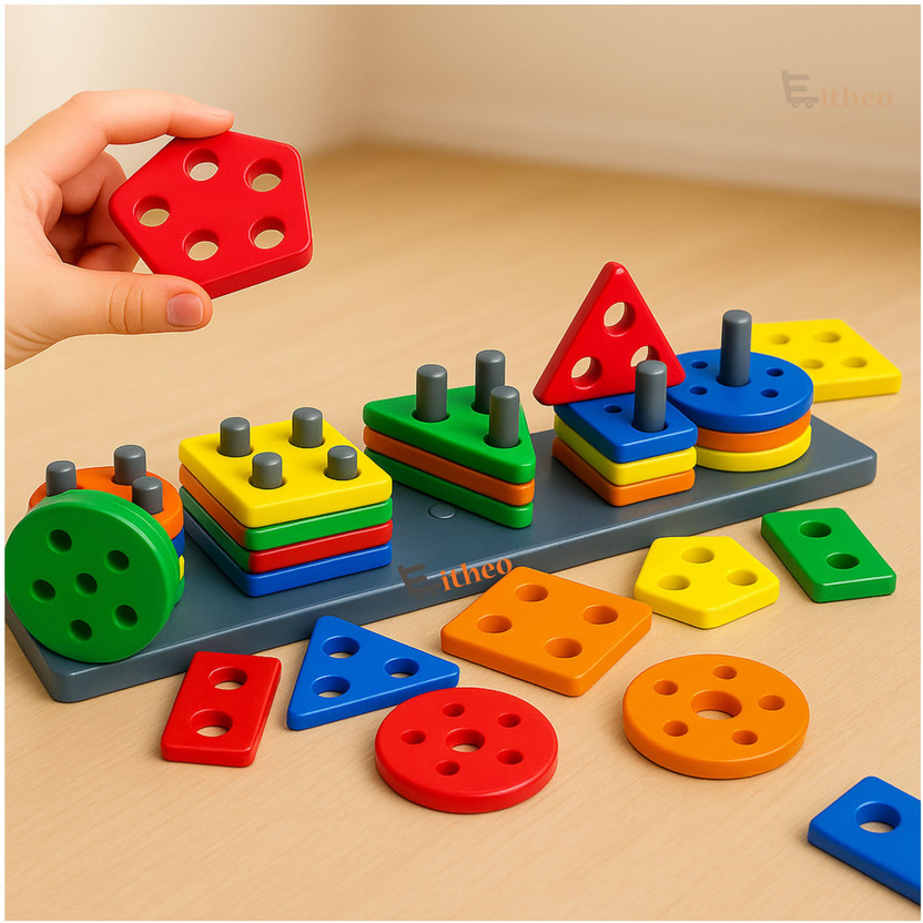 EITHEO Shape Sorter toys Geometric Angle Blocks Montessori Educational Toy(Multicolor)