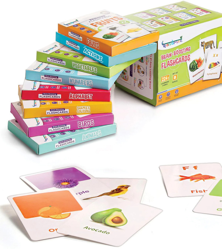 Sandrone Premium Early Learning 8 in 1 Flash Cards for Kids(Multicolor)