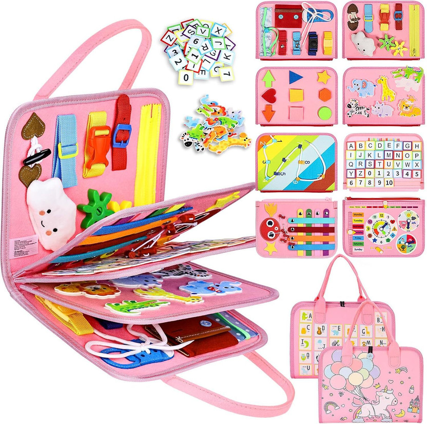 Qroof Qroof Toddler Busy Board Montessori Toys for Girls(Pink) - Flipkart Deal